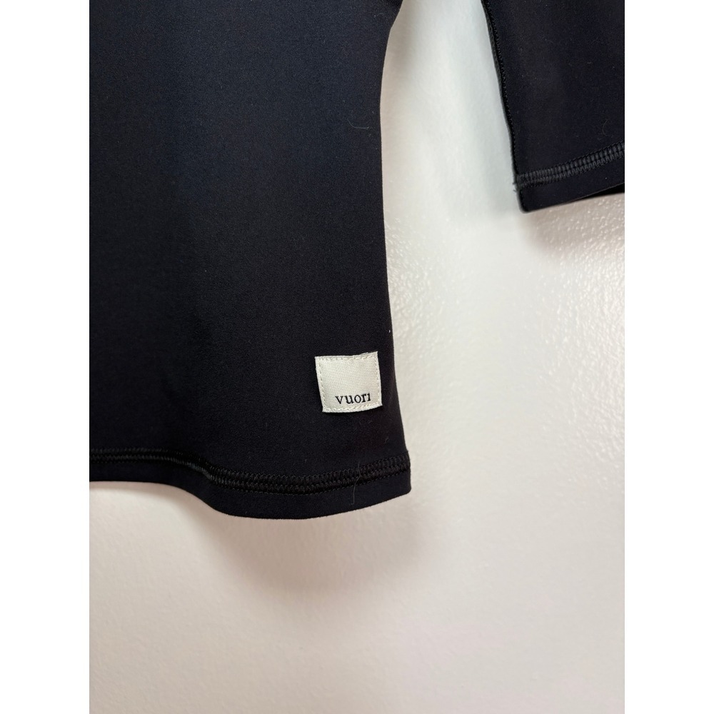 NEW Vuori Lux Rib Avant Top XS Black Elbow Sleeve Scoop Neck Cropped VW1032 - Picture 3 of 5